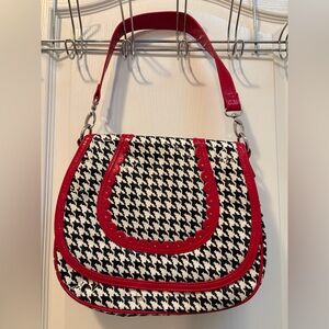 Vera Bradley Vintage Frill Red and Black Houndstooth Shoulder Bag